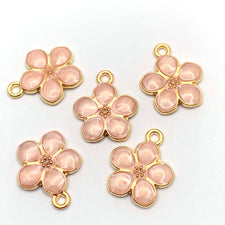 Light Pink Enamel Flower Jewelry Pendant Charms, 17mm - 5 pack