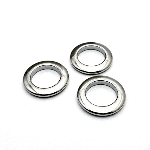Three stainless steel silver round linking rings