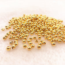 Gold Colour 3mm Round Metal Beads - 200 Pack