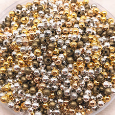 Multi Metallic Colour 3mm Round Metal Beads - 200 Pack