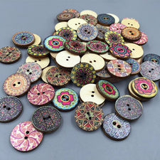Round Mixed Colour Wood Buttons, 15mm - 15 Pack