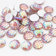 light peach color resin cabochons with fish scale look