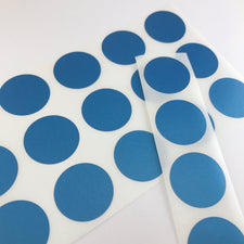 round blue stickers on sticker sheets