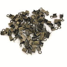 Bronze Colour Cord End Crimp Clasps, 4mm - 100 Pack