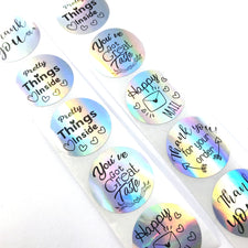 1 Inch Holographic Round Thank You Order Stickers, 25mm - 100 Pack