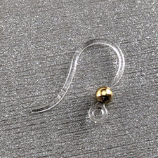 clear plastic earring hook with gold bead