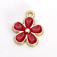 Red and gold flower shaped jewelry charms