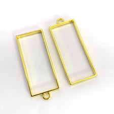 two rectangle gold colour open back bezels