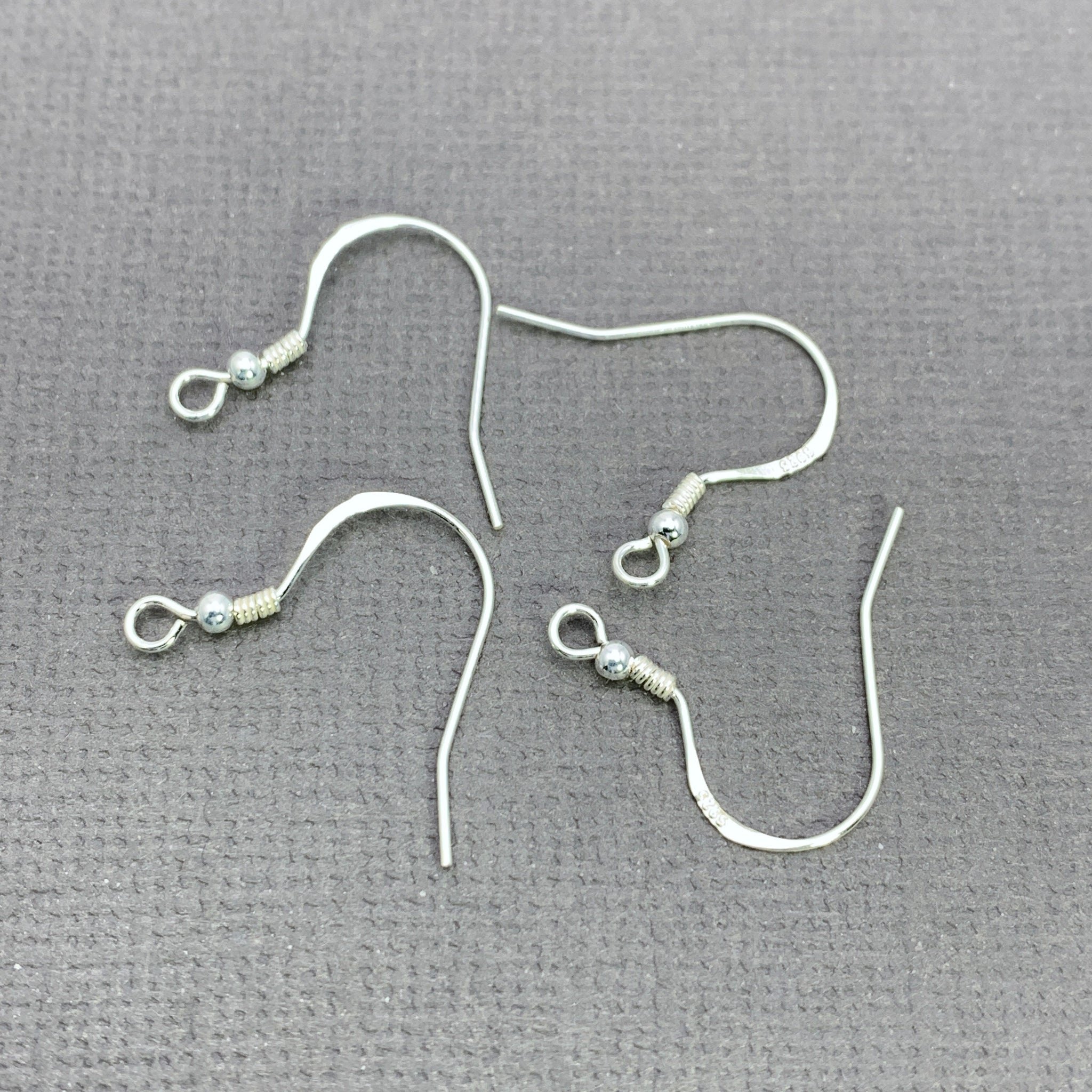 925 Sterling Silver Earring Hooks, Light Silver Colour 19mm