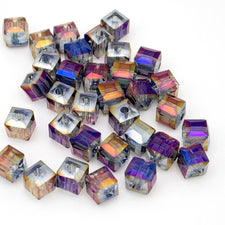 cube shaped faceted beads that are multi colour
