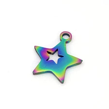 rainbow colour star shaped jewerly charms