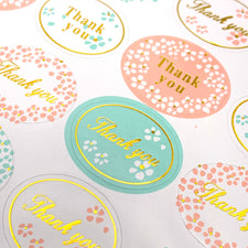 oval shaped stickers that say thank you