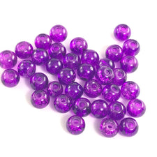 Purple Round Glass Crackle Beads, 6mm - 50 Pack