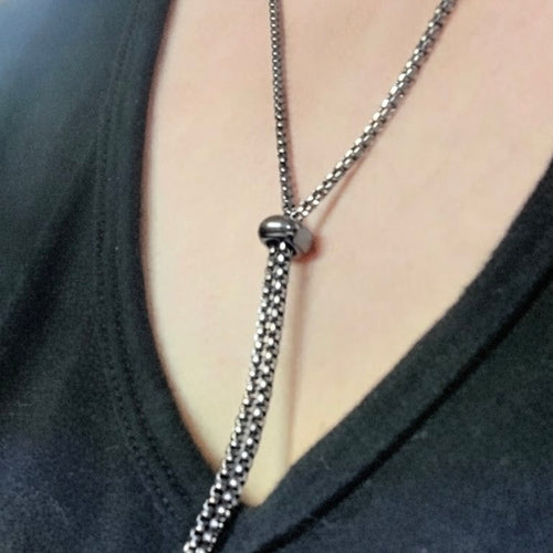 Adjustable 304 Stainless Steel Silver Box Chain Slider Necklace With Stopper Bead and Jump Rings - Each