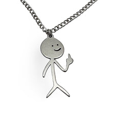 Middle Finger Necklace 201 Stainless Steel Pendant with Alloy Chain 23 Inch - Each