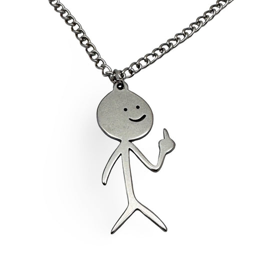 Middle Finger Necklace 201 Stainless Steel Pendant with Alloy Chain 23 Inch - Each