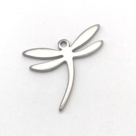 silver jewerly pendant charm that is shaped like a dragonfly