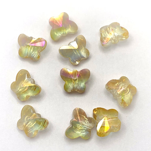glass yellow ab butterfly shaped jewelry beads
