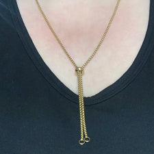 gold box chain necklace with adjuster stopper bead