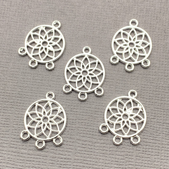 silver colour lotus flower connector charms