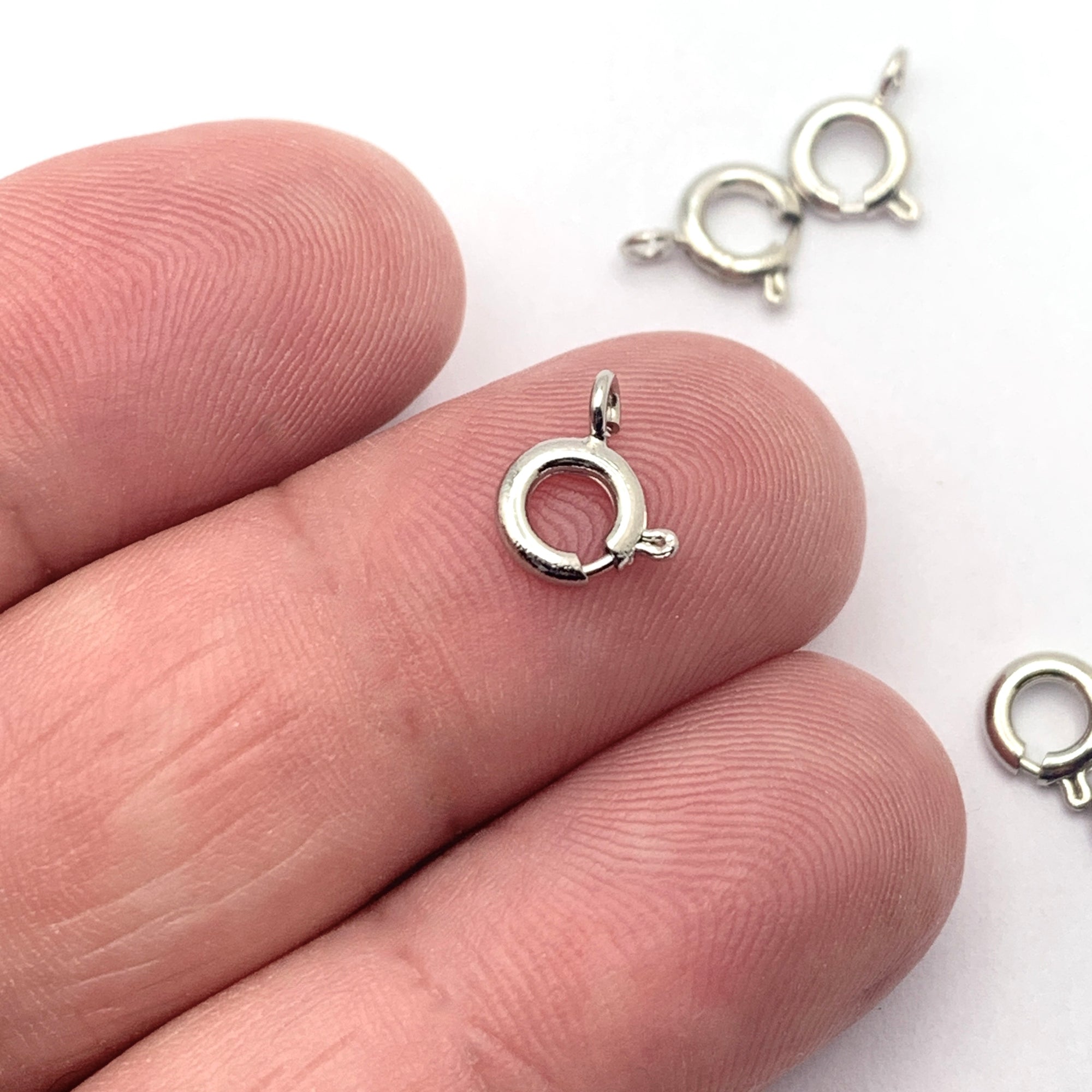 Round 6mm Spring Clasp Findings, Silver Colour, Nickel Free