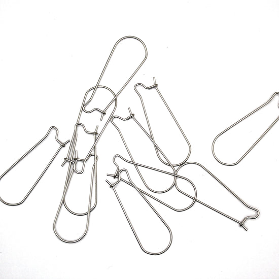Large Stainless Steel Kidney Earring Hooks, Stainless Steel Colour 33mm - 20 Pack