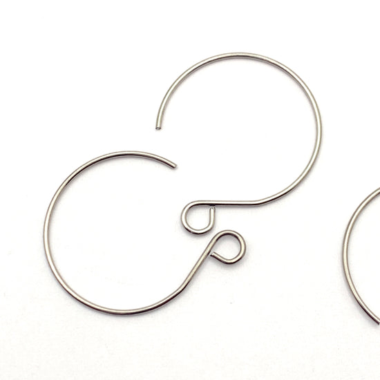 304 Stainless Steel Round Earring Hooks, Silver Colour 22mm - 20 Pack
