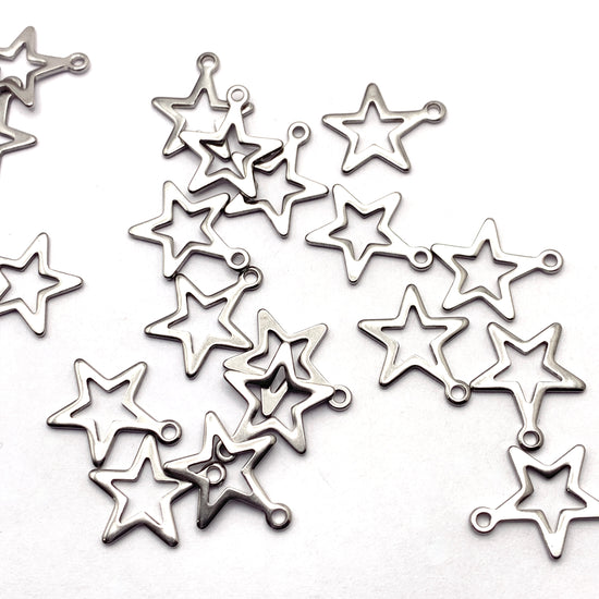 star shaped silver jewelry charms
