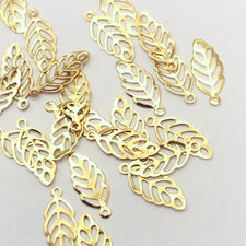 gold colour leaf shaped jewelry charms