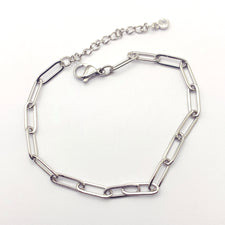 stainless steel bracelet with paperclip links