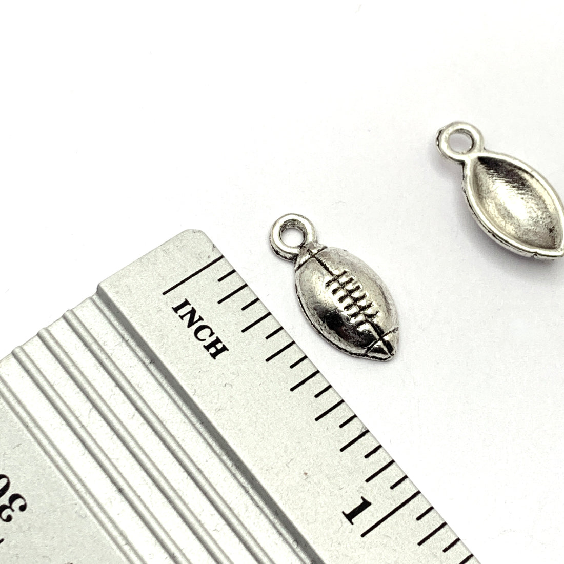 Football Antique Silver Plated Jewelry Pendant Charms, 15mm