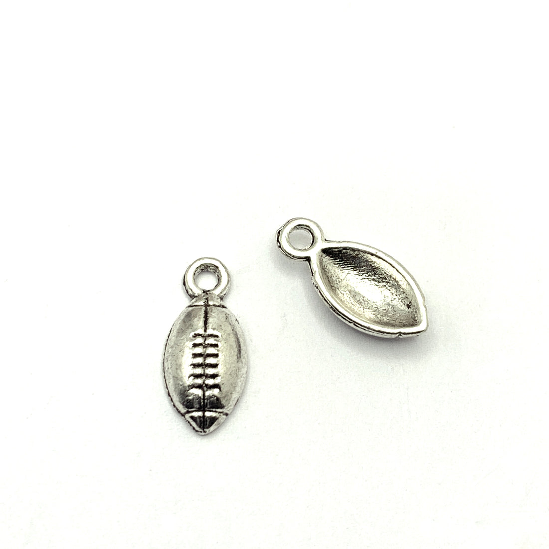 Football Antique Silver Plated Jewelry Pendant Charms, 15mm - 10
