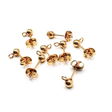 gold earring stud findings with loop