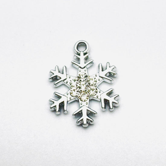 silver snowflake charm with crystal rhinestones