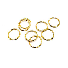 gold textured round closed jump rings