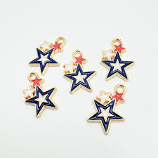 red white and blue star shaped jewelry charms
