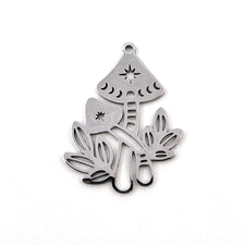 mushroom shaped silver jewelry pendant
