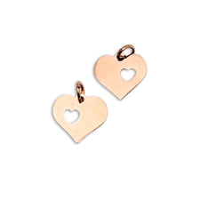 rose gold heart shaped jewelry charms
