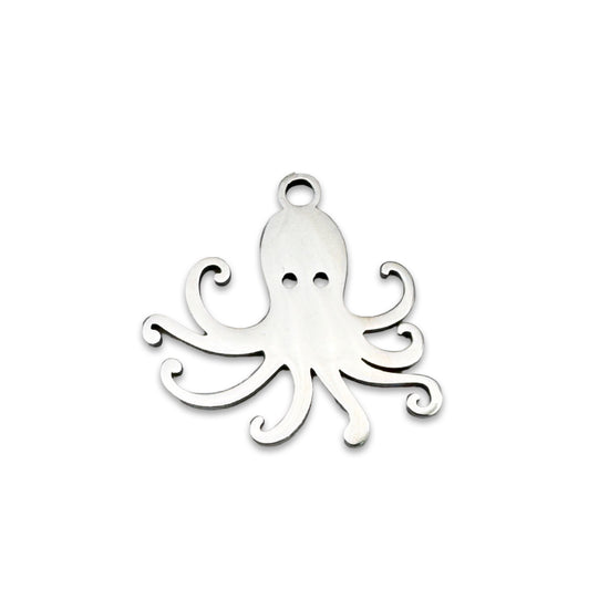 silver colour jewerly pendant in the shape of an octopus