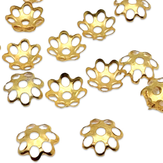 flower shaped gold bead caps