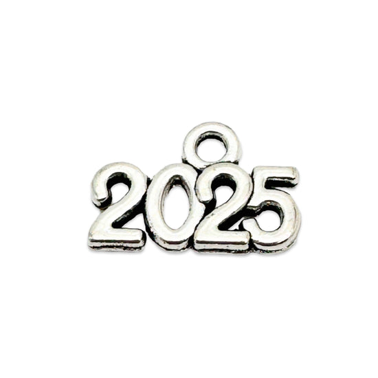 silver jewerly charms that have 2025 on them