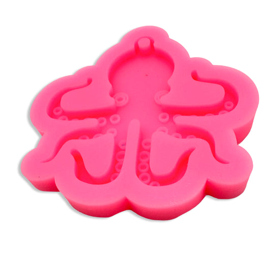 Large pink silicone mold in the shape of an octopus pendant