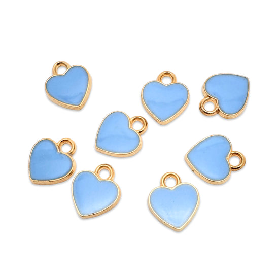 blue and gold heart shaped jewelry charms