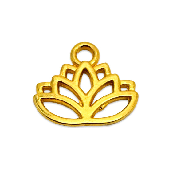 gold jewelry charm in the shape of a lotus flower