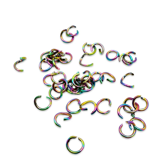 rainbow coloured open jump rings