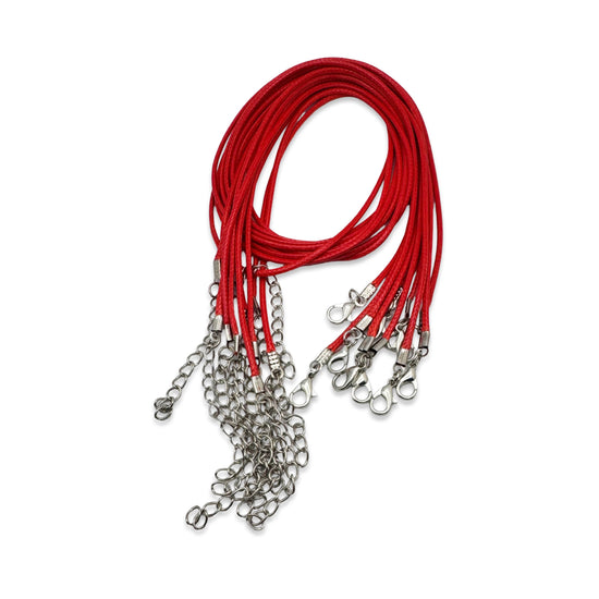 red cord necklaces with medium silver colour findings