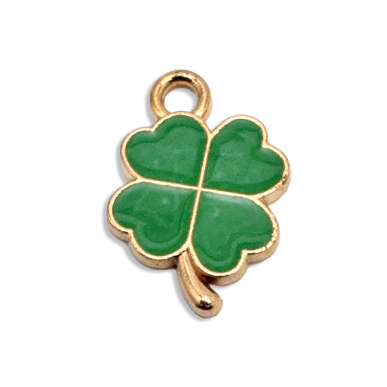 green and gold four leaf clover shaped jewelry charms