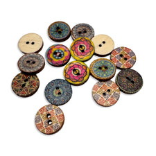 rustic multi coloured wood buttons