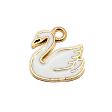 White and gold swan shaped jewelry charm