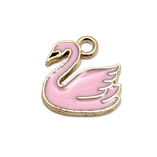 pink and gold swan shaped jewelry charm